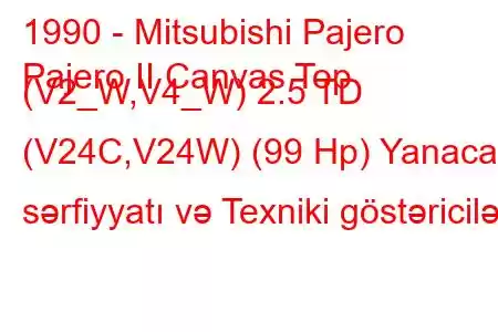 1990 - Mitsubishi Pajero
Pajero II Canvas Top (V2_W,V4_W) 2.5 TD (V24C,V24W) (99 Hp) Yanacaq sərfiyyatı və Texniki göstəricilər