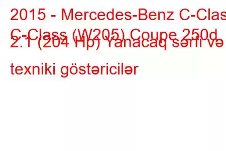 2015 - Mercedes-Benz C-Class
C-Class (W205) Coupe 250d 2.1 (204 Hp) Yanacaq sərfi və texniki göstəricilər