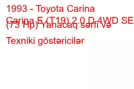 1993 - Toyota Carina
Carina E (T19) 2.0 D 4WD SE (73 Hp) Yanacaq sərfi və Texniki göstəricilər