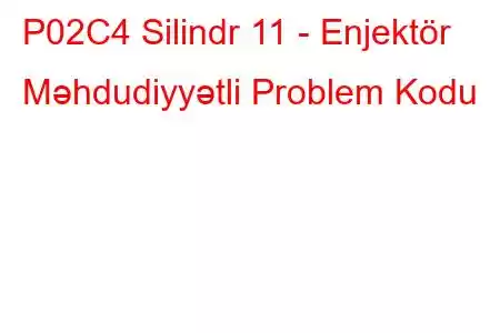 P02C4 Silindr 11 - Enjektör Məhdudiyyətli Problem Kodu