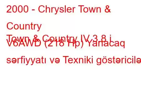 2000 - Chrysler Town & Country
Town & Country IV 3.8 i V6AWD (218 Hp) Yanacaq sərfiyyatı və Texniki göstəricilər