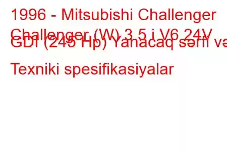 1996 - Mitsubishi Challenger
Challenger (W) 3.5 i V6 24V GDI (245 Hp) Yanacaq sərfi və Texniki spesifikasiyalar