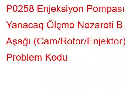 P0258 Enjeksiyon Pompası Yanacaq Ölçmə Nəzarəti B Aşağı (Cam/Rotor/Enjektor) Problem Kodu