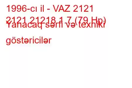 1996-cı il - VAZ 2121
2121 21218 1.7 (79 Hp) Yanacaq sərfi və texniki göstəricilər