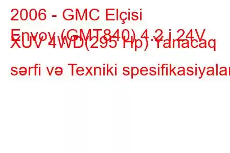 2006 - GMC Elçisi
Envoy (GMT840) 4.2 i 24V XUV 4WD(295 Hp) Yanacaq sərfi və Texniki spesifikasiyalar