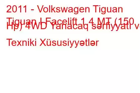 2011 - Volkswagen Tiguan
Tiguan I Facelift 1.4 MT (150 Hp) 4WD Yanacaq sərfiyyatı və Texniki Xüsusiyyətlər