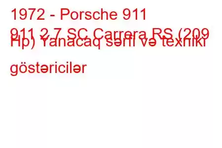 1972 - Porsche 911
911 2.7 SC Carrera RS (209 Hp) Yanacaq sərfi və texniki göstəricilər