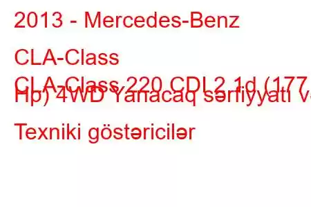 2013 - Mercedes-Benz CLA-Class
CLA-Class 220 CDI 2.1d (177 Hp) 4WD Yanacaq sərfiyyatı və Texniki göstəricilər