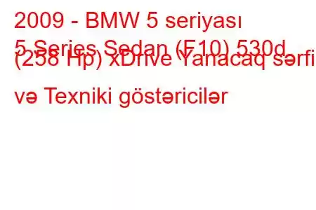 2009 - BMW 5 seriyası
5 Series Sedan (F10) 530d (258 Hp) xDrive Yanacaq sərfi və Texniki göstəricilər