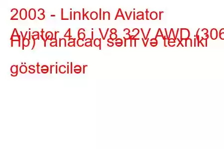 2003 - Linkoln Aviator
Aviator 4.6 i V8 32V AWD (306 Hp) Yanacaq sərfi və texniki göstəricilər