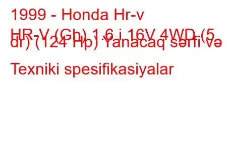 1999 - Honda Hr-v
HR-V (Gh) 1.6 i 16V 4WD (5 dr) (124 Hp) Yanacaq sərfi və Texniki spesifikasiyalar