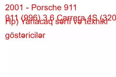 2001 - Porsche 911
911 (996) 3.6 Carrera 4S (320 Hp) Yanacaq sərfi və texniki göstəricilər