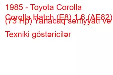 1985 - Toyota Corolla
Corolla Hatch (E8) 1.6 (AE82) (73 Hp) Yanacaq sərfiyyatı və Texniki göstəricilər