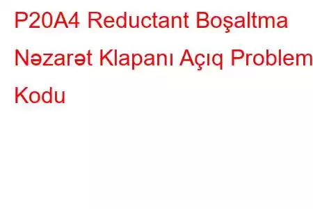 P20A4 Reductant Boşaltma Nəzarət Klapanı Açıq Problem Kodu