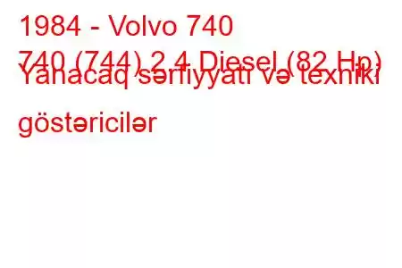 1984 - Volvo 740
740 (744) 2.4 Diesel (82 Hp) Yanacaq sərfiyyatı və texniki göstəricilər