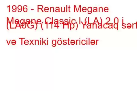 1996 - Renault Megane
Megane Classic I (LA) 2.0 i (LA0G) (114 Hp) Yanacaq sərfi və Texniki göstəricilər