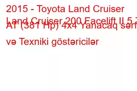 2015 - Toyota Land Cruiser
Land Cruiser 200 Facelift II 5.7 AT (381 Hp) 4x4 Yanacaq sərfi və Texniki göstəricilər