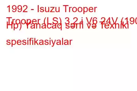 1992 - Isuzu Trooper
Trooper (LS) 3.2 i V6 24V (190 Hp) Yanacaq sərfi və Texniki spesifikasiyalar