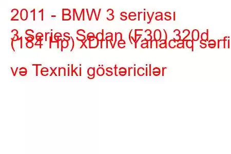 2011 - BMW 3 seriyası
3 Series Sedan (F30) 320d (184 Hp) xDrive Yanacaq sərfi və Texniki göstəricilər