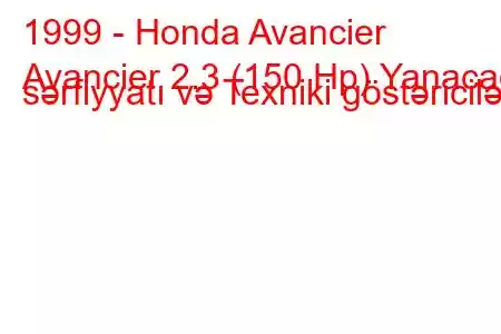 1999 - Honda Avancier
Avancier 2.3 (150 Hp) Yanacaq sərfiyyatı və Texniki göstəricilər