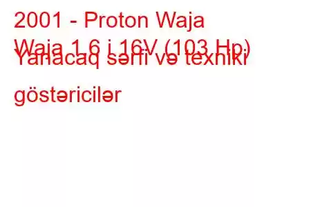 2001 - Proton Waja
Waja 1.6 i 16V (103 Hp) Yanacaq sərfi və texniki göstəricilər