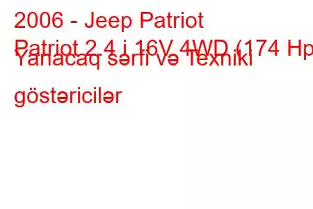 2006 - Jeep Patriot
Patriot 2.4 i 16V 4WD (174 Hp) Yanacaq sərfi və Texniki göstəricilər