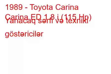 1989 - Toyota Carina
Carina ED 1.8 i (115 Hp) Yanacaq sərfi və texniki göstəricilər