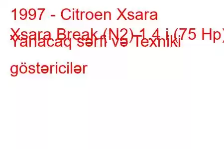 1997 - Citroen Xsara
Xsara Break (N2) 1.4 i (75 Hp) Yanacaq sərfi və Texniki göstəricilər