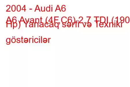 2004 - Audi A6
A6 Avant (4F,C6) 2.7 TDI (190 Hp) Yanacaq sərfi və Texniki göstəricilər