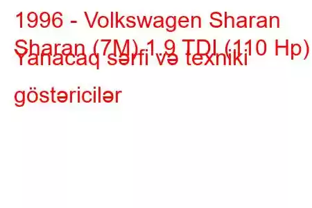 1996 - Volkswagen Sharan
Sharan (7M) 1.9 TDI (110 Hp) Yanacaq sərfi və texniki göstəricilər