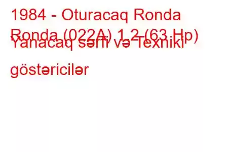 1984 - Oturacaq Ronda
Ronda (022A) 1.2 (63 Hp) Yanacaq sərfi və Texniki göstəricilər