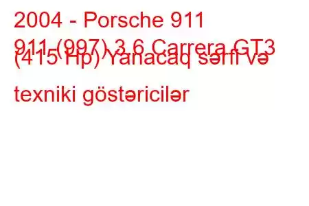 2004 - Porsche 911
911 (997) 3.6 Carrera GT3 (415 Hp) Yanacaq sərfi və texniki göstəricilər