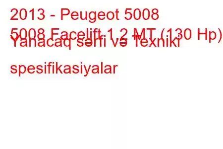 2013 - Peugeot 5008
5008 Facelift 1.2 MT (130 Hp) Yanacaq sərfi və Texniki spesifikasiyalar