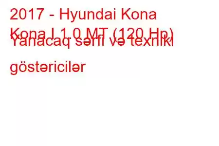 2017 - Hyundai Kona
Kona I 1.0 MT (120 Hp) Yanacaq sərfi və texniki göstəricilər