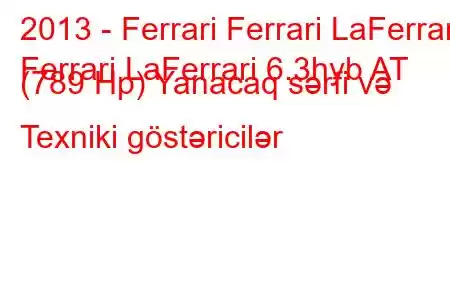 2013 - Ferrari Ferrari LaFerrari
Ferrari LaFerrari 6.3hyb AT (789 Hp) Yanacaq sərfi və Texniki göstəricilər