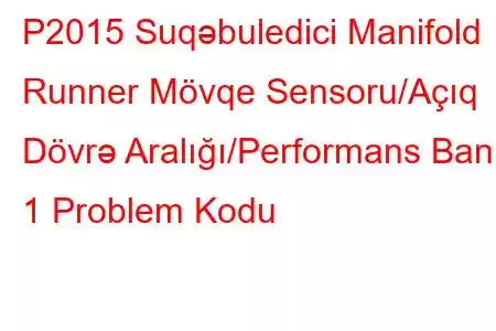 P2015 Suqəbuledici Manifold Runner Mövqe Sensoru/Açıq Dövrə Aralığı/Performans Bankı 1 Problem Kodu