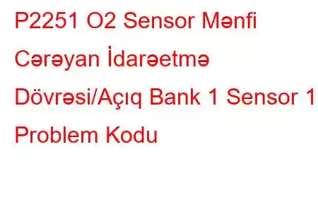 P2251 O2 Sensor Mənfi Cərəyan İdarəetmə Dövrəsi/Açıq Bank 1 Sensor 1 Problem Kodu