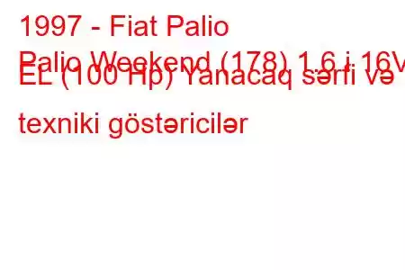 1997 - Fiat Palio
Palio Weekend (178) 1.6 i 16V EL (100 Hp) Yanacaq sərfi və texniki göstəricilər