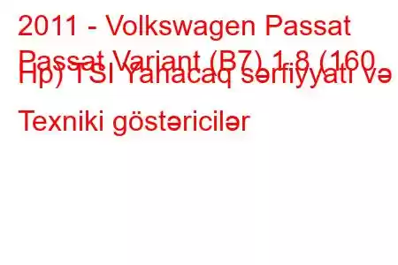 2011 - Volkswagen Passat
Passat Variant (B7) 1.8 (160 Hp) TSI Yanacaq sərfiyyatı və Texniki göstəricilər