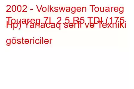 2002 - Volkswagen Touareg
Touareg 7L 2.5 R5 TDI (175 Hp) Yanacaq sərfi və Texniki göstəricilər