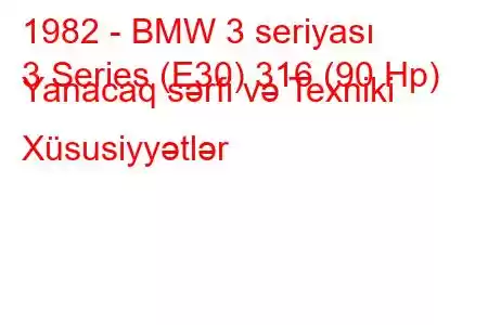 1982 - BMW 3 seriyası
3 Series (E30) 316 (90 Hp) Yanacaq sərfi və Texniki Xüsusiyyətlər