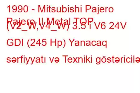 1990 - Mitsubishi Pajero
Pajero II Metal TOP (V2_W,V4_W) 3.5 i V6 24V GDI (245 Hp) Yanacaq sərfiyyatı və Texniki göstəricilər