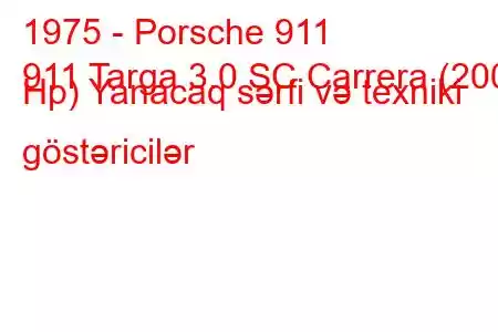 1975 - Porsche 911
911 Targa 3.0 SC Carrera (200 Hp) Yanacaq sərfi və texniki göstəricilər