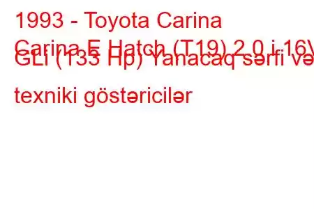 1993 - Toyota Carina
Carina E Hatch (T19) 2.0 i 16V GLi (133 Hp) Yanacaq sərfi və texniki göstəricilər