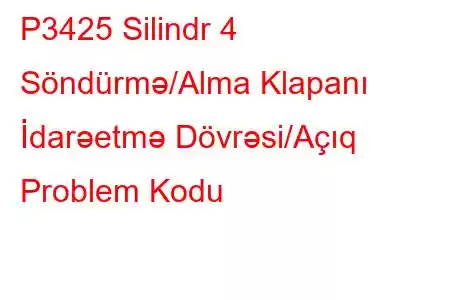 P3425 Silindr 4 Söndürmə/Alma Klapanı İdarəetmə Dövrəsi/Açıq Problem Kodu