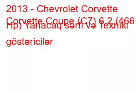 2013 - Chevrolet Corvette
Corvette Coupe (C7) 6.2 (466 Hp) Yanacaq sərfi və Texniki göstəricilər