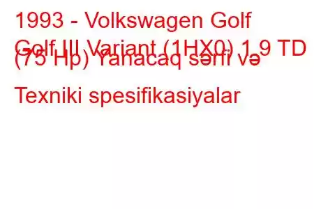 1993 - Volkswagen Golf
Golf III Variant (1HX0) 1.9 TD (75 Hp) Yanacaq sərfi və Texniki spesifikasiyalar