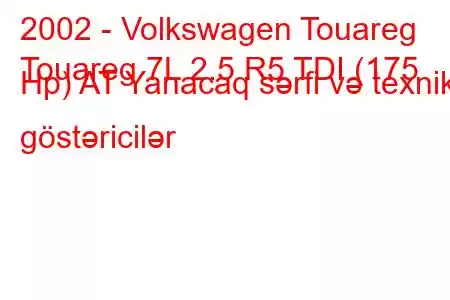 2002 - Volkswagen Touareg
Touareg 7L 2.5 R5 TDI (175 Hp) AT Yanacaq sərfi və texniki göstəricilər