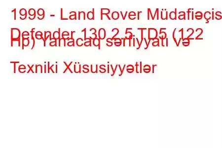 1999 - Land Rover Müdafiəçisi
Defender 130 2.5 TD5 (122 Hp) Yanacaq sərfiyyatı və Texniki Xüsusiyyətlər