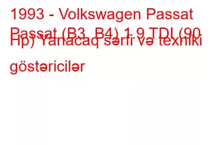 1993 - Volkswagen Passat
Passat (B3, B4) 1.9 TDI (90 Hp) Yanacaq sərfi və texniki göstəricilər